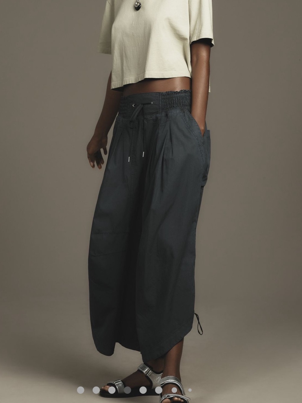 Anthropologie ruched poplin parachute pants